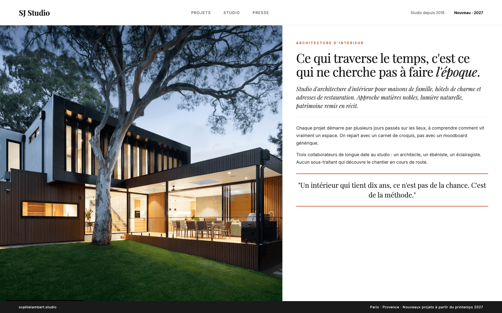 Aperçu du site SJ Studio